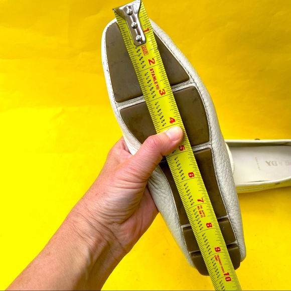 White/gold Prada pebbled leather shoes - Picture 16 of 16